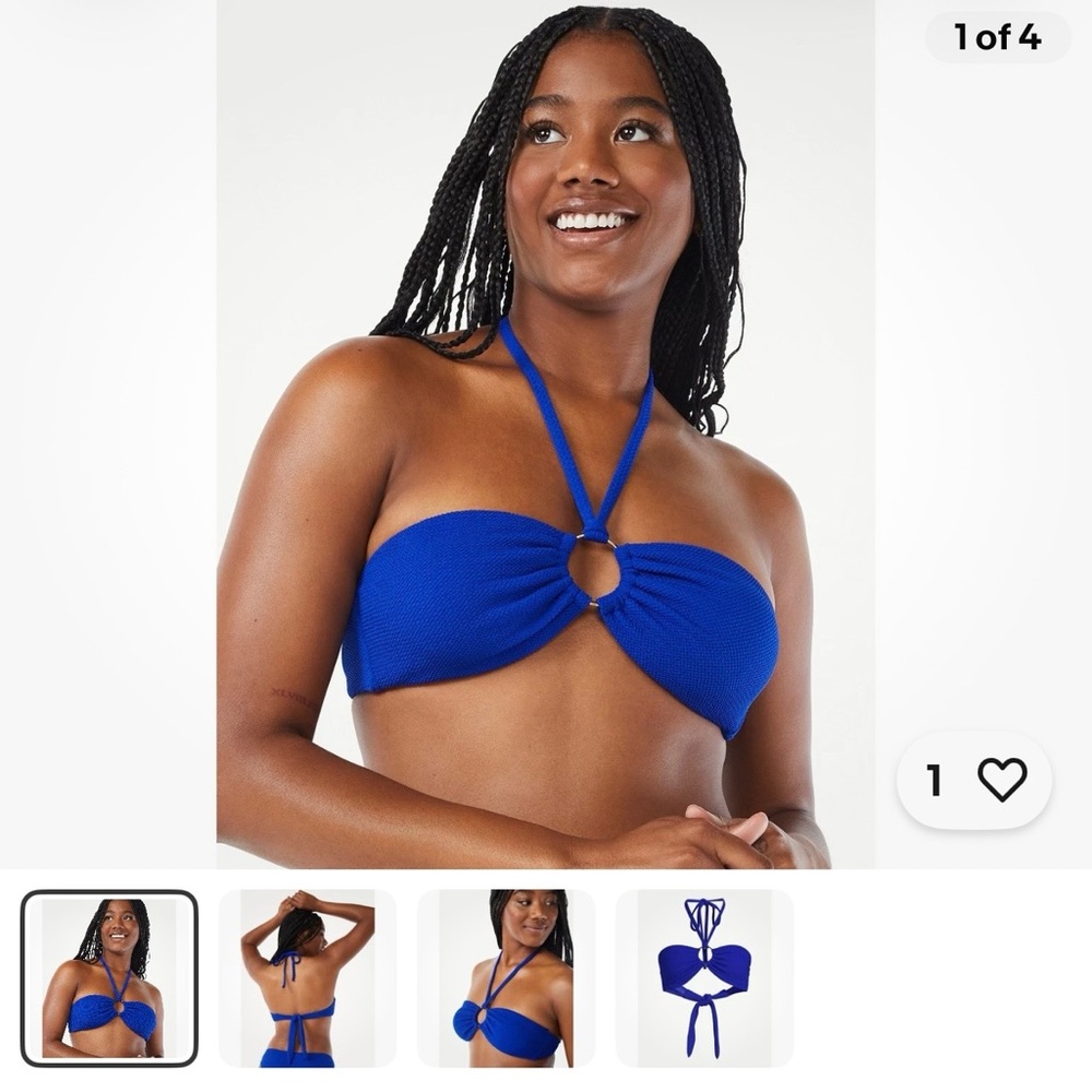 Love & Sports Women's Swim 70's O-Ring Halter Bikini Top, Scrunchy Size XL